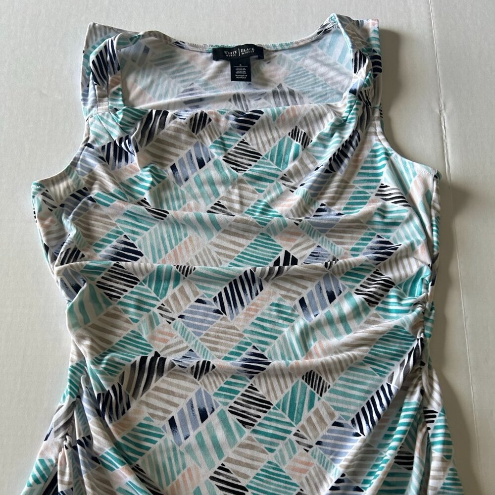 White House Black Market white multi sleeveless blouse with scrunch side, small